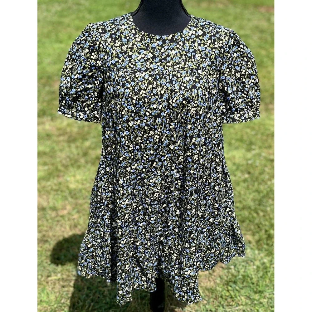 Hyacinth House Tuckernuck‎ Floral Puff Sleeve Mini Dress XS Cottagecore
